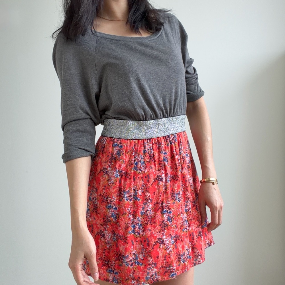 Free People Floral Elastic-Waist 3/4 Dress Size 2/Small